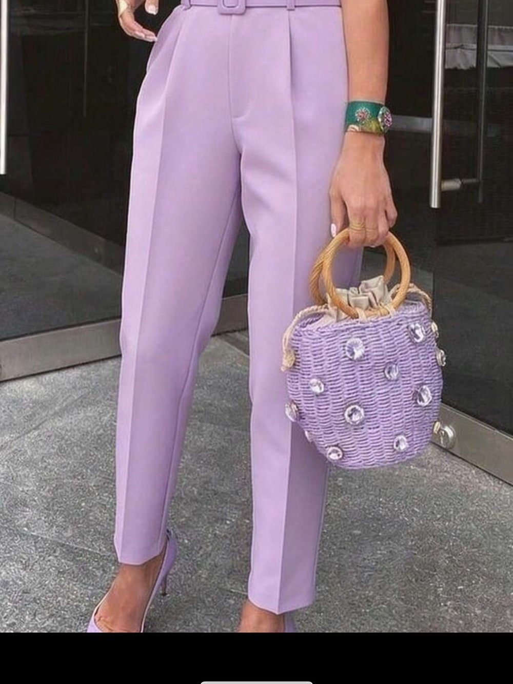 SHEIN Lilac High-Waist Tailored Trousers